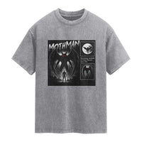 Mothman Washed Cotton T-Shirt Retro Horror Manga Urban Myth Cryptid Creature
