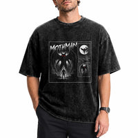Mothman Washed Cotton T-Shirt Retro Horror Manga Urban Myth Cryptid Creature