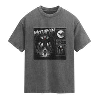 Mothman Washed Cotton T-Shirt Retro Horror Manga Urban Myth Cryptid Creature