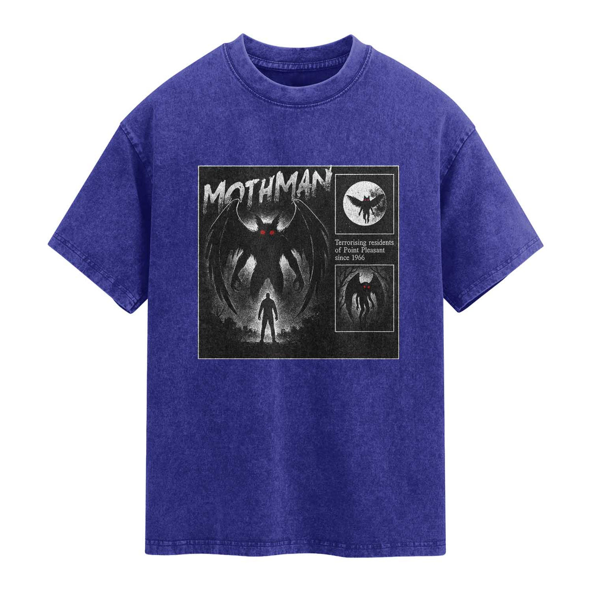 Mothman Washed Cotton T-Shirt Retro Horror Manga Urban Myth Cryptid Creature