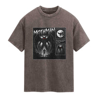 Mothman Washed Cotton T-Shirt Retro Horror Manga Urban Myth Cryptid Creature