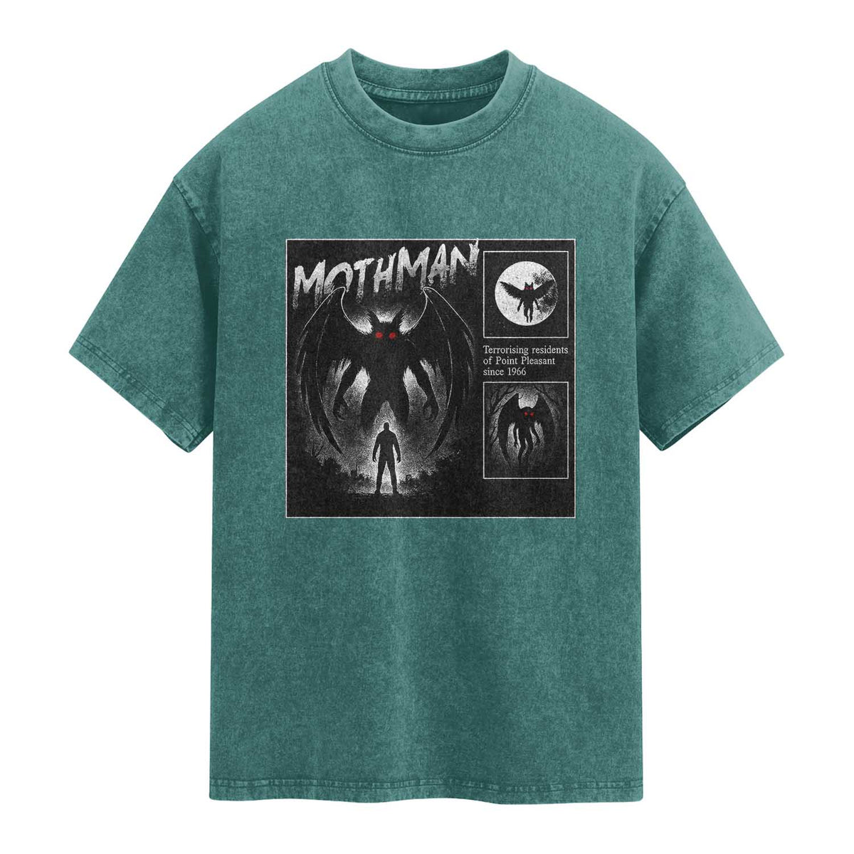 Mothman Washed Cotton T-Shirt Retro Horror Manga Urban Myth Cryptid Creature