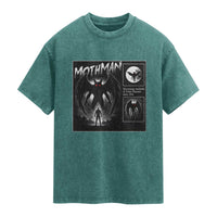 Mothman Washed Cotton T-Shirt Retro Horror Manga Urban Myth Cryptid Creature
