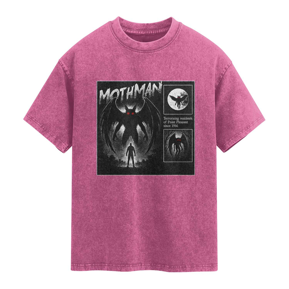 Mothman Washed Cotton T-Shirt Retro Horror Manga Urban Myth Cryptid Creature