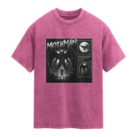 Mothman Washed Cotton T-Shirt Retro Horror Manga Urban Myth Cryptid Creature