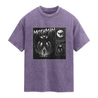 Mothman Washed Cotton T-Shirt Retro Horror Manga Urban Myth Cryptid Creature