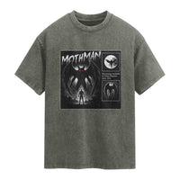 Mothman Washed Cotton T-Shirt Retro Horror Manga Urban Myth Cryptid Creature