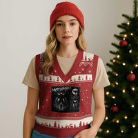 Mothman V-Neck Knit Sweater Vest Retro Horror Manga Urban Myth Cryptid Creature - Wonder Print Shop