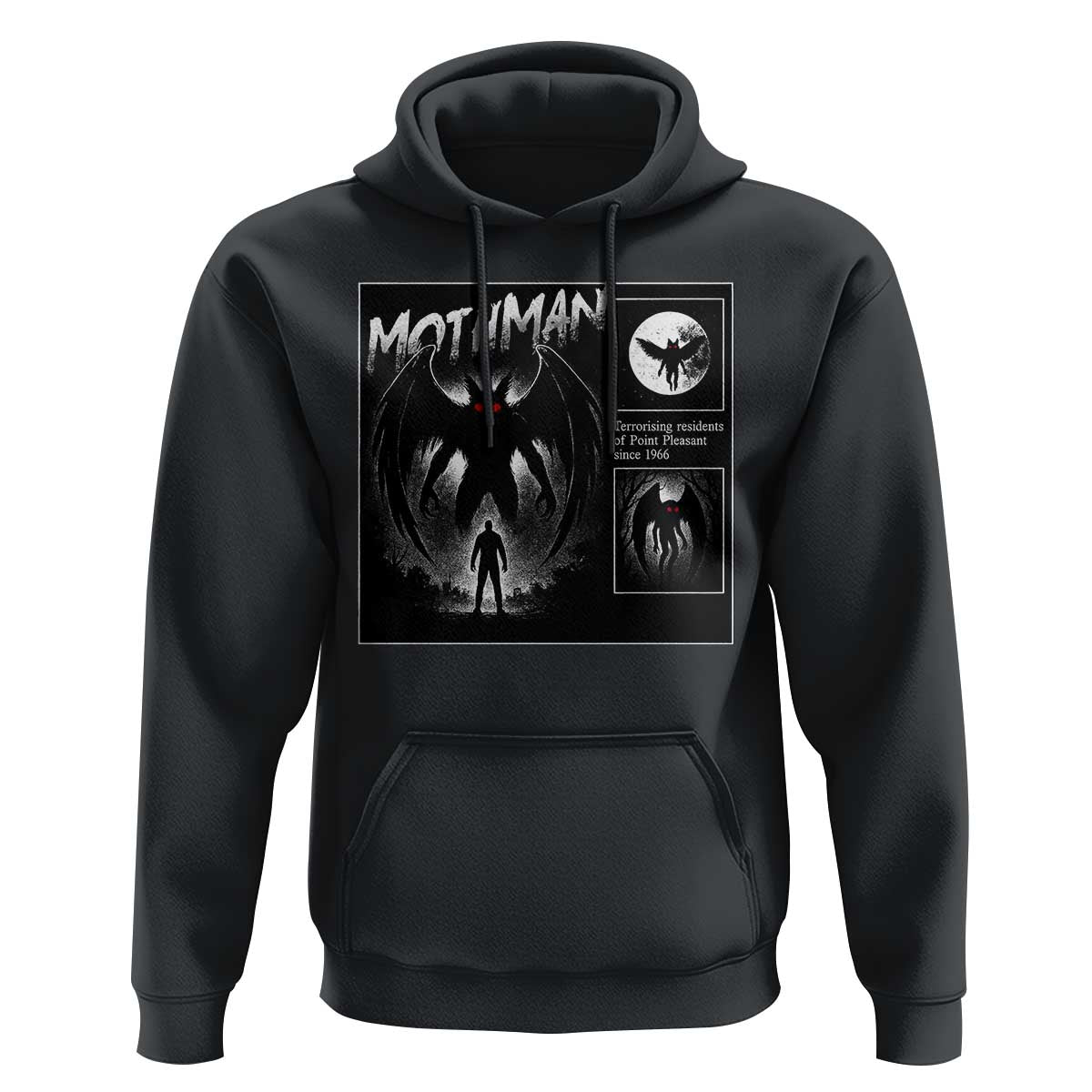 Mothman Hoodie Retro Horror Manga Urban Myth Cryptid Creature - Wonder Print Shop