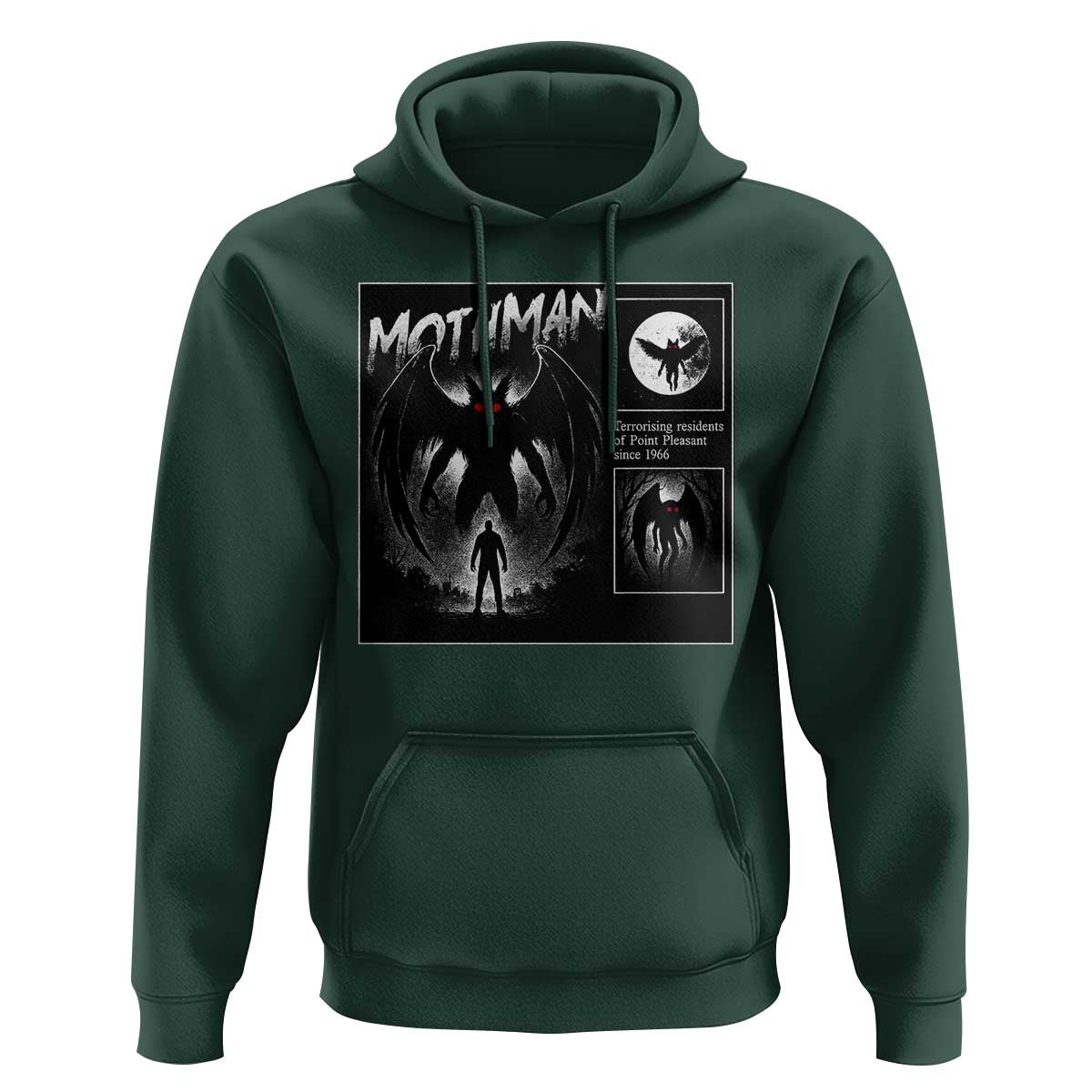 Mothman Hoodie Retro Horror Manga Urban Myth Cryptid Creature - Wonder Print Shop