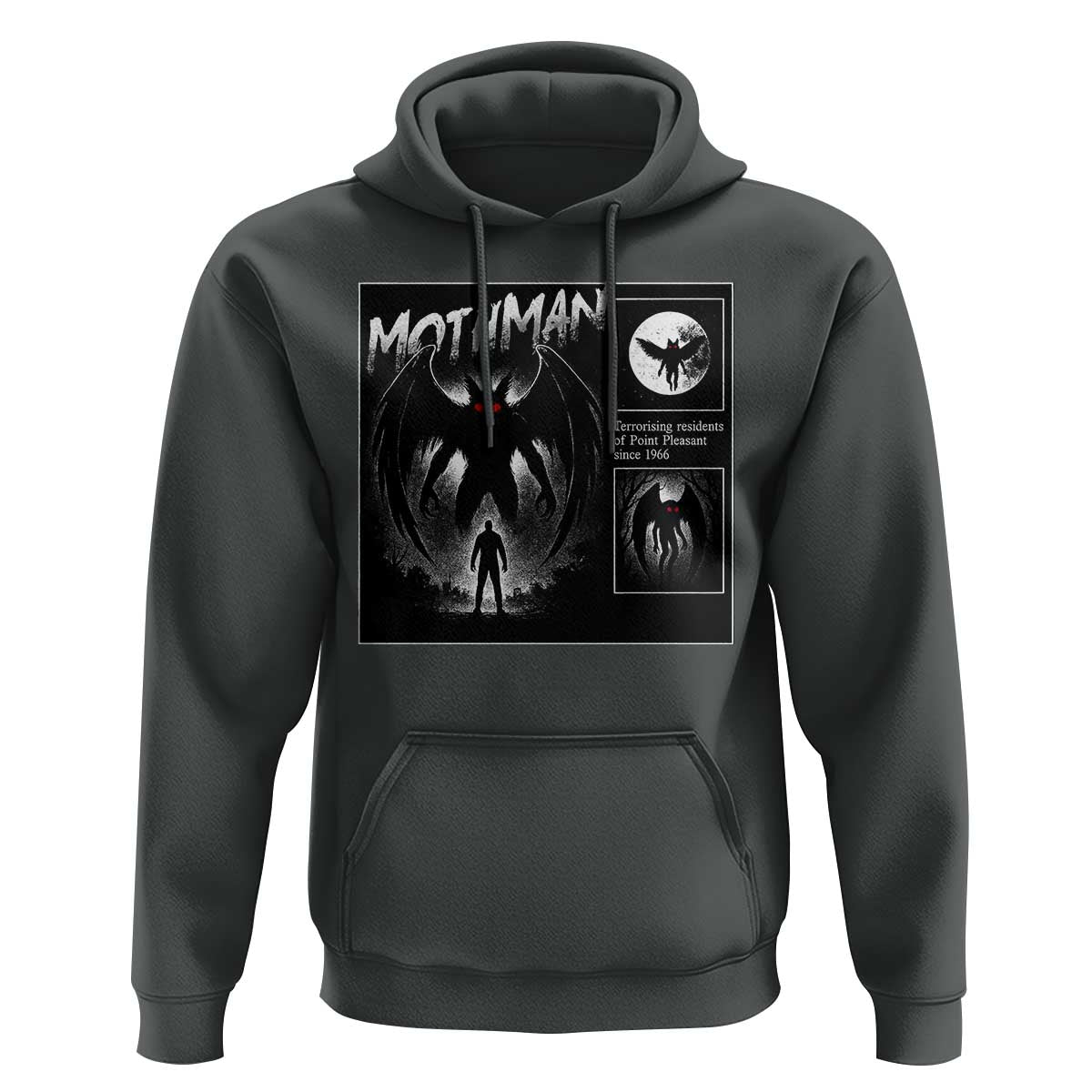 Mothman Hoodie Retro Horror Manga Urban Myth Cryptid Creature - Wonder Print Shop