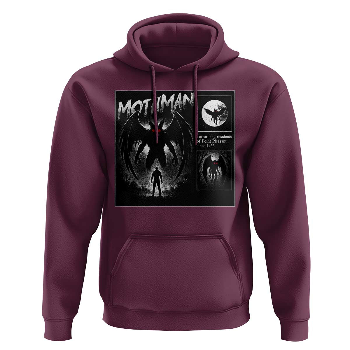 Mothman Hoodie Retro Horror Manga Urban Myth Cryptid Creature - Wonder Print Shop