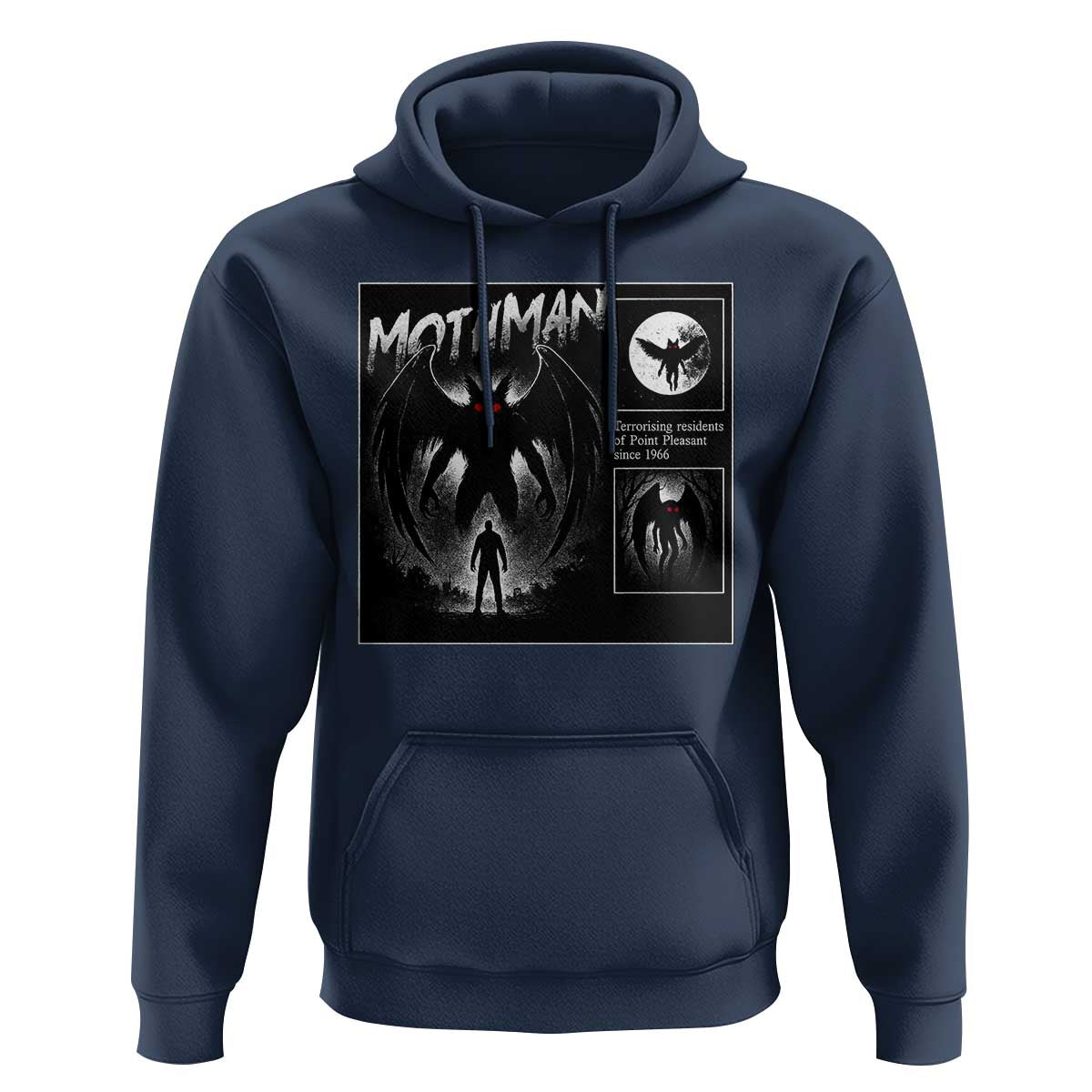 Mothman Hoodie Retro Horror Manga Urban Myth Cryptid Creature - Wonder Print Shop