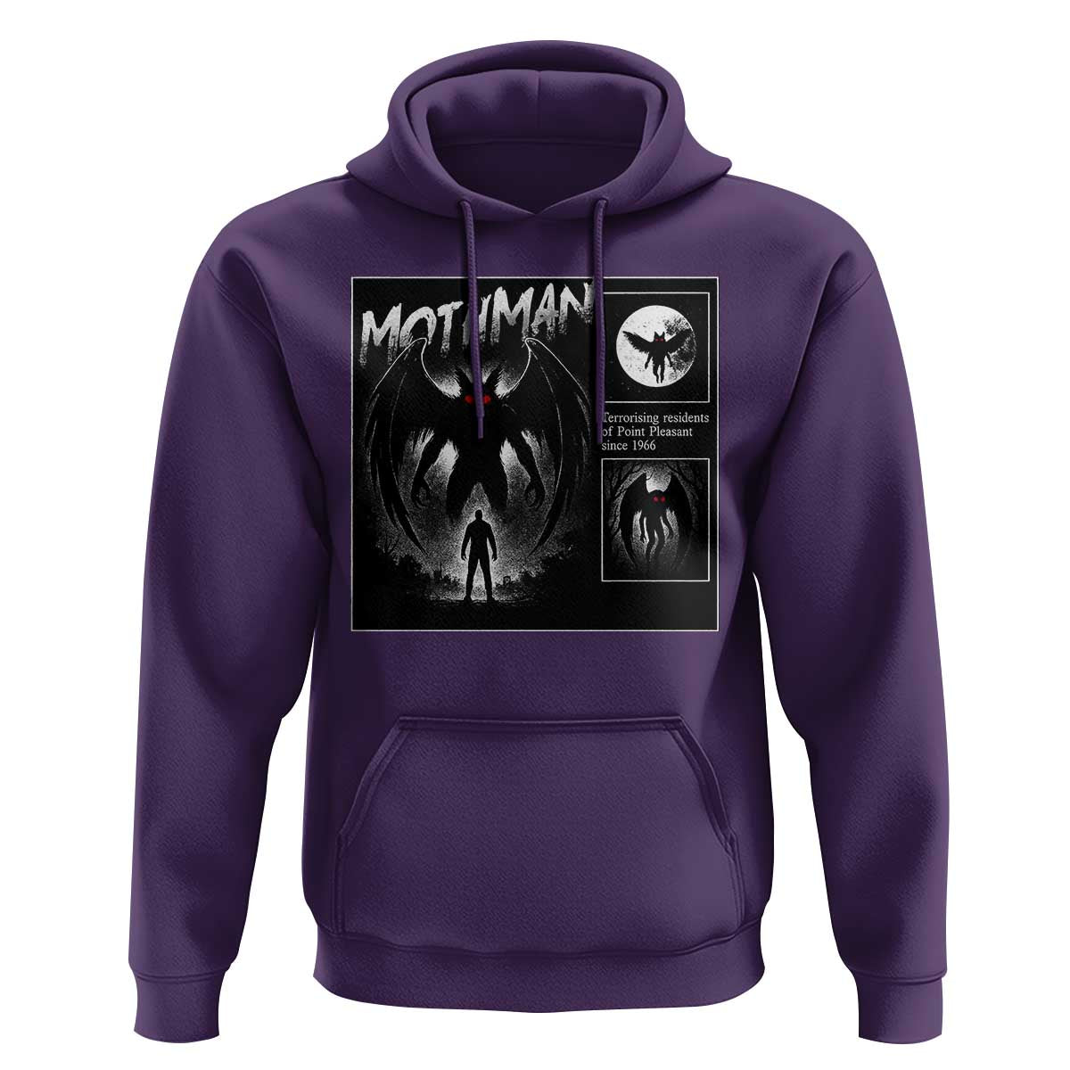 Mothman Hoodie Retro Horror Manga Urban Myth Cryptid Creature - Wonder Print Shop