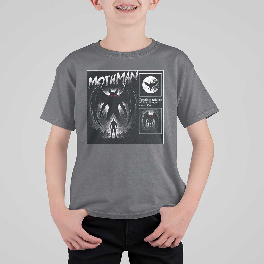 Mothman T Shirt For Kid Retro Horror Manga Urban Myth Cryptid Creature - Wonder Print Shop