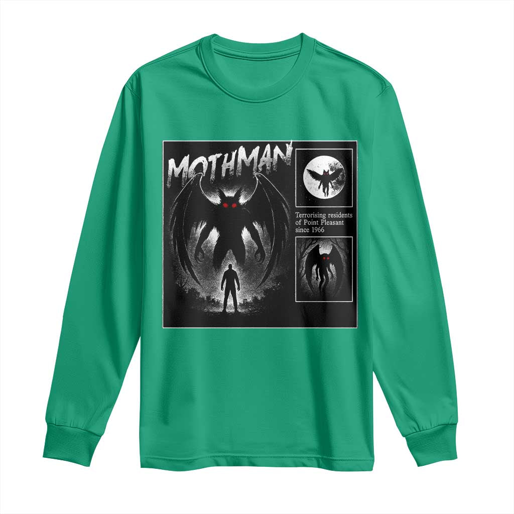 Mothman Long Sleeve Shirt Retro Horror Manga Urban Myth Cryptid Creature - Wonder Print Shop