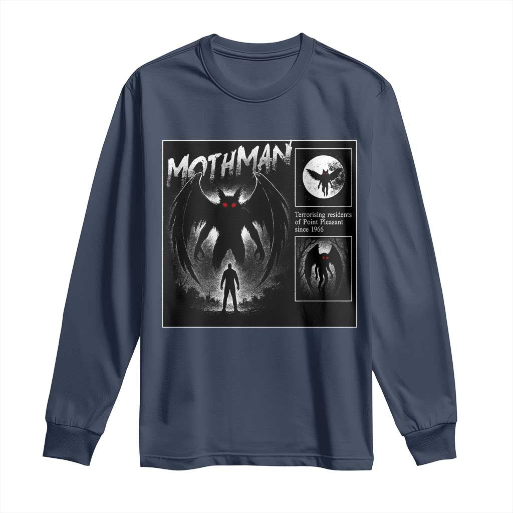 Mothman Long Sleeve Shirt Retro Horror Manga Urban Myth Cryptid Creature - Wonder Print Shop