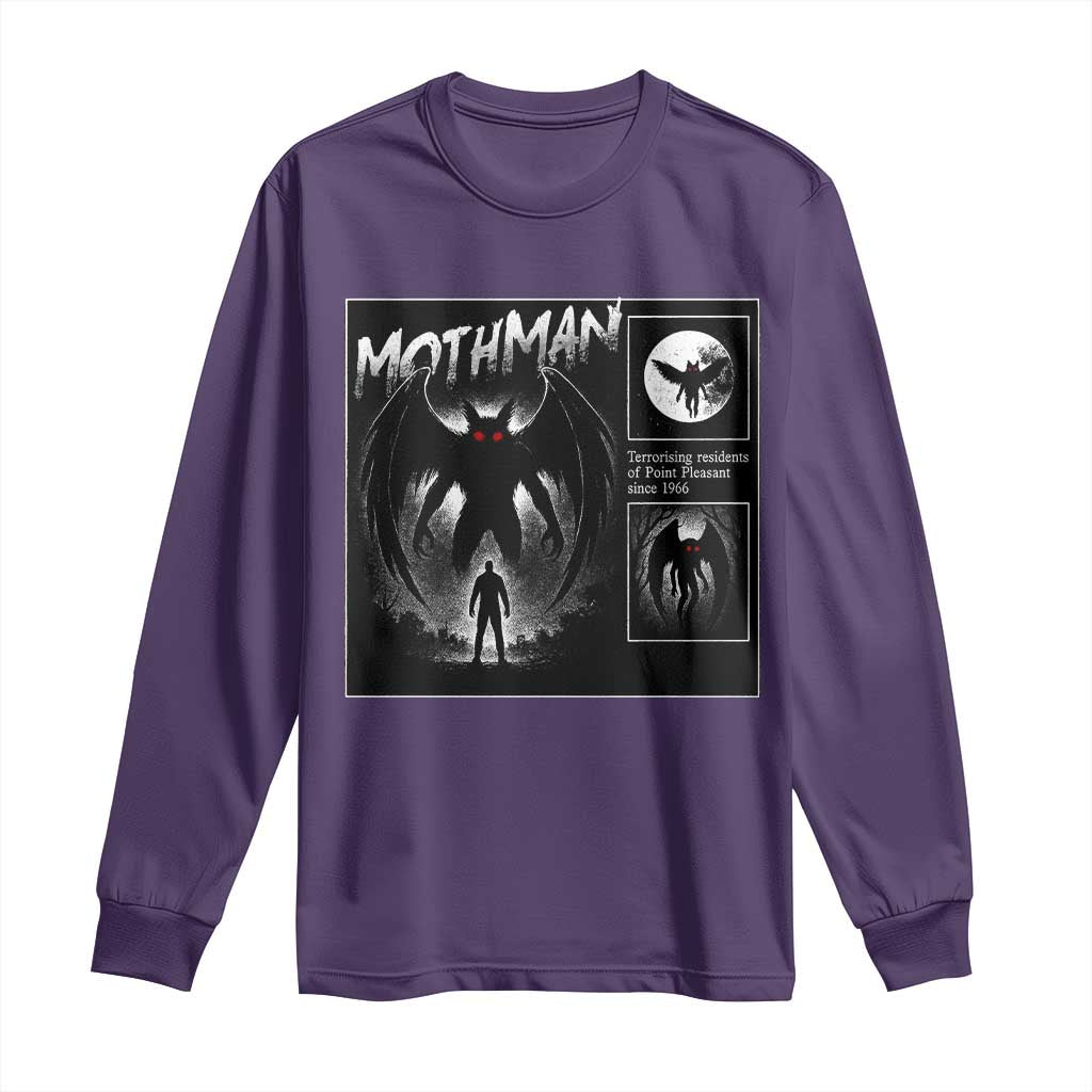 Mothman Long Sleeve Shirt Retro Horror Manga Urban Myth Cryptid Creature - Wonder Print Shop