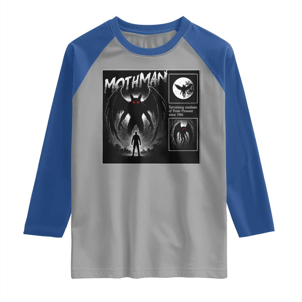 Mothman Raglan Shirt Retro Horror Manga Urban Myth Cryptid Creature - Wonder Print Shop
