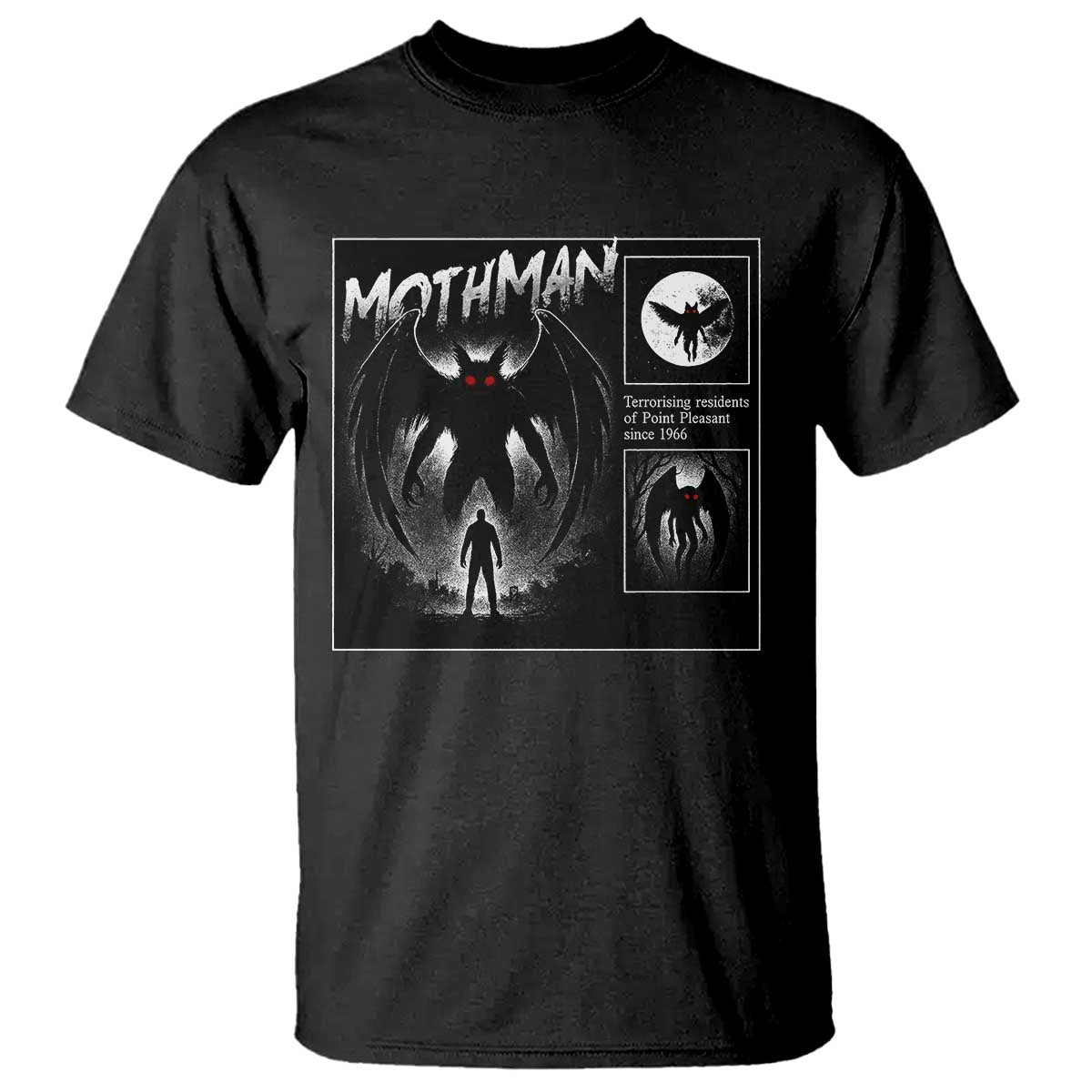 Mothman T Shirt Retro Horror Manga Urban Myth Cryptid Creature - Wonder Print Shop