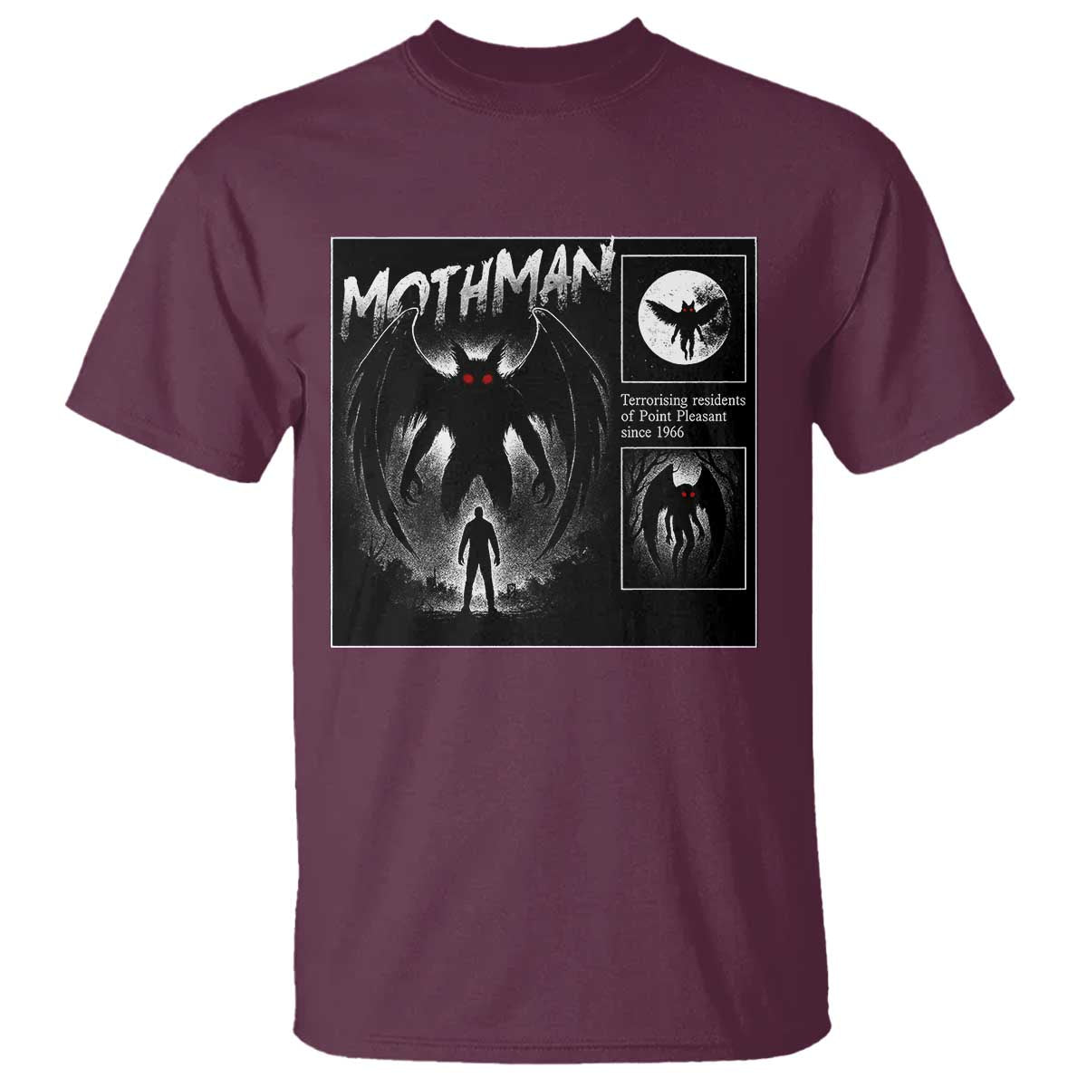 Mothman T Shirt Retro Horror Manga Urban Myth Cryptid Creature - Wonder Print Shop