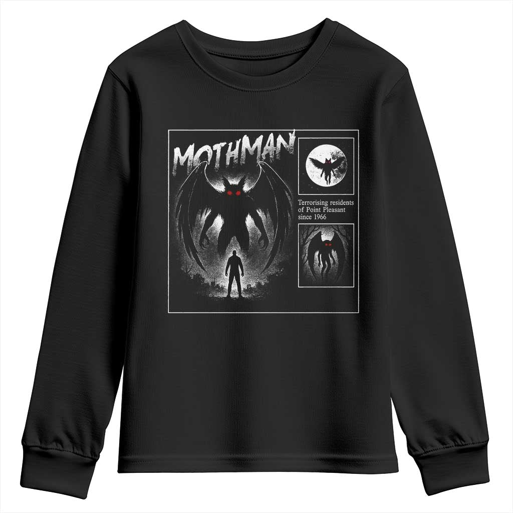 Mothman Youth Sweatshirt Retro Horror Manga Urban Myth Cryptid Creature - Wonder Print Shop