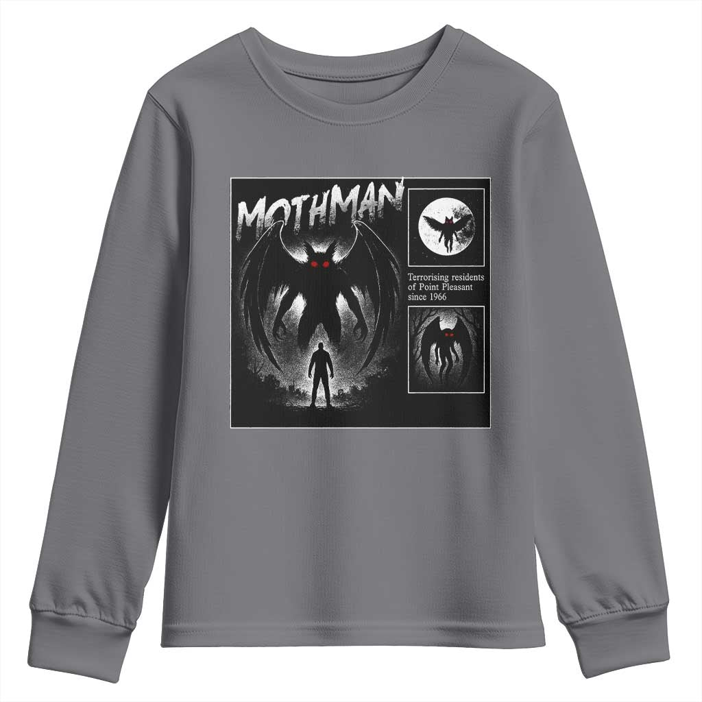 Mothman Youth Sweatshirt Retro Horror Manga Urban Myth Cryptid Creature - Wonder Print Shop