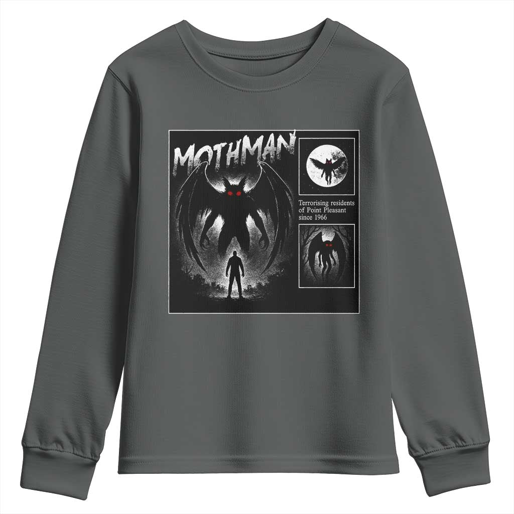 Mothman Youth Sweatshirt Retro Horror Manga Urban Myth Cryptid Creature - Wonder Print Shop