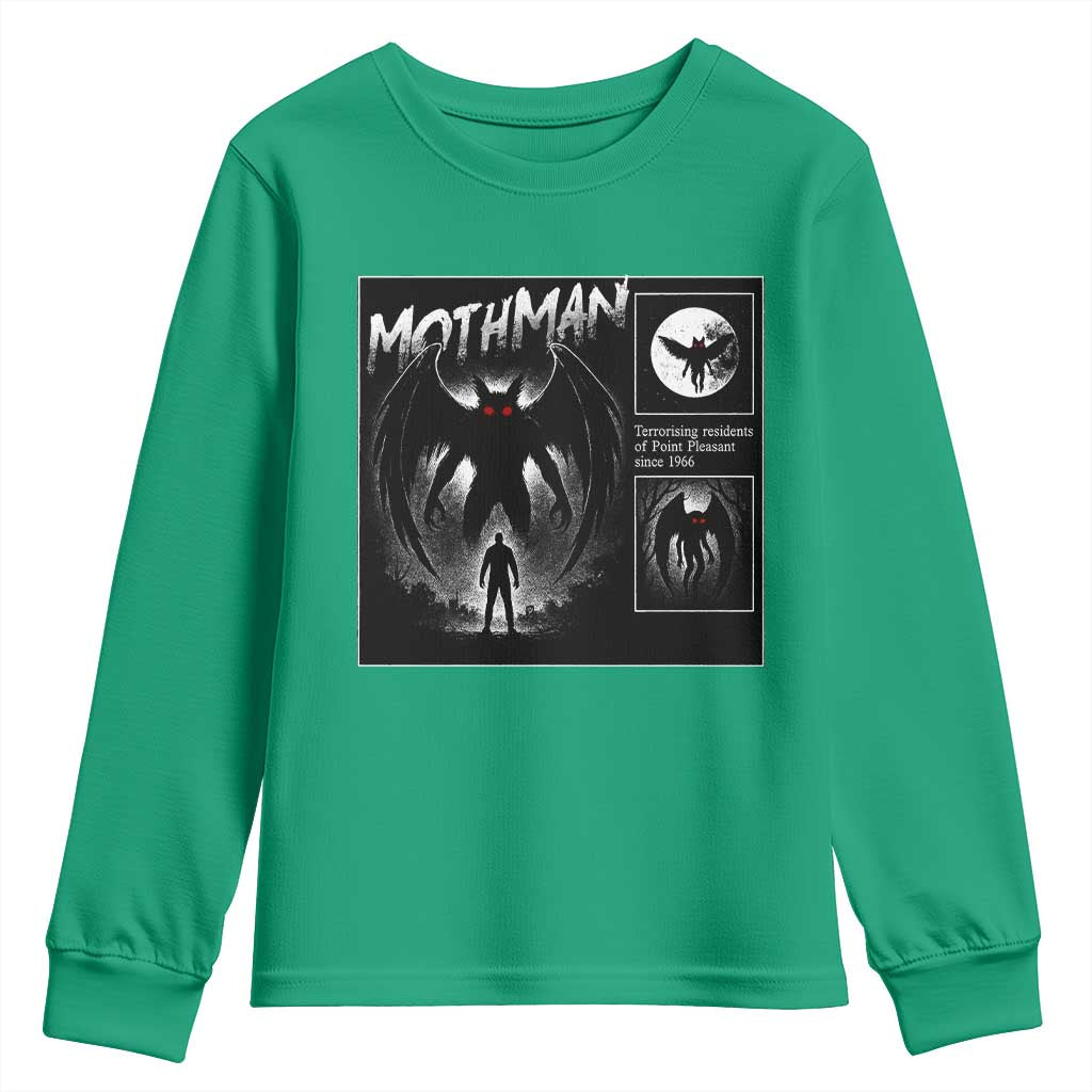 Mothman Youth Sweatshirt Retro Horror Manga Urban Myth Cryptid Creature - Wonder Print Shop