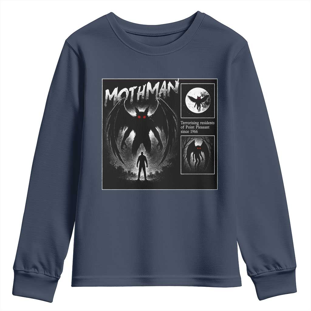 Mothman Youth Sweatshirt Retro Horror Manga Urban Myth Cryptid Creature - Wonder Print Shop
