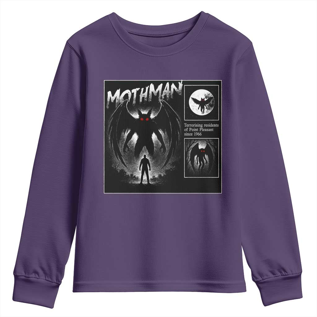 Mothman Youth Sweatshirt Retro Horror Manga Urban Myth Cryptid Creature - Wonder Print Shop