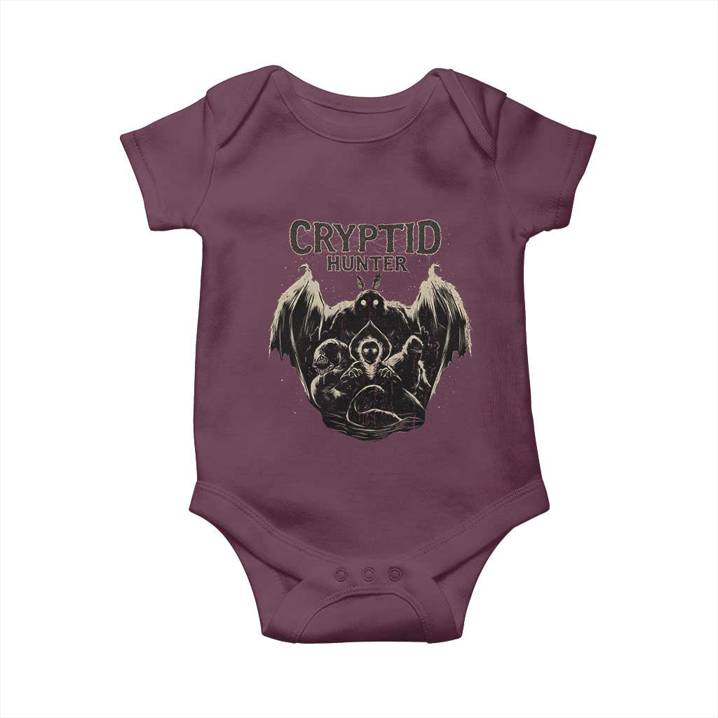 Retro Cryptid Hunter Baby Onesie Mothman Bigfoot Loch Ness Monster Cryptids - Wonder Print Shop