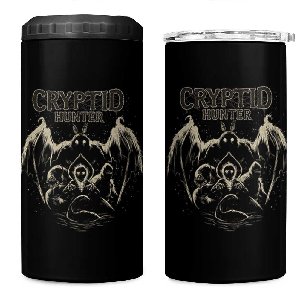 Retro Cryptid Hunter 4 in 1 Can Cooler Tumbler Mothman Bigfoot Loch Ness Monster Cryptids - Wonder Print Shop