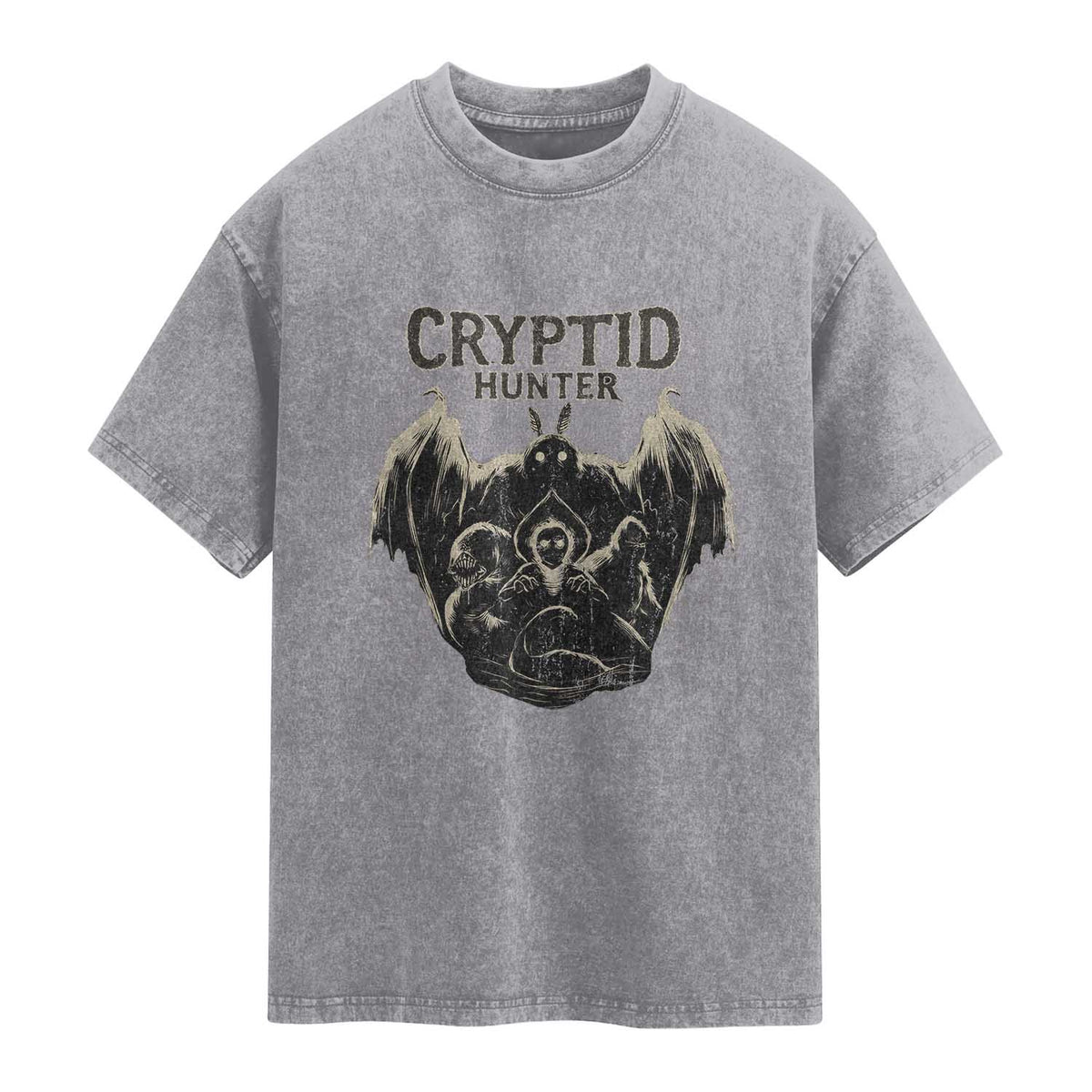 Retro Cryptid Hunter Washed Cotton T-Shirt Mothman Bigfoot Loch Ness Monster Cryptids
