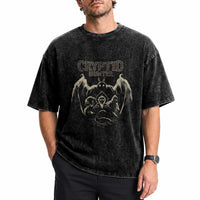 Retro Cryptid Hunter Washed Cotton T-Shirt Mothman Bigfoot Loch Ness Monster Cryptids