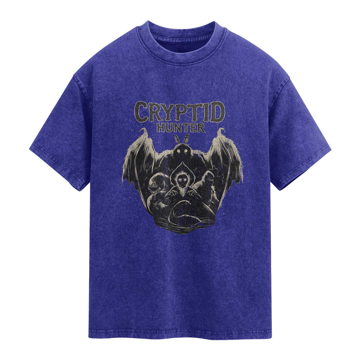 Retro Cryptid Hunter Washed Cotton T-Shirt Mothman Bigfoot Loch Ness Monster Cryptids