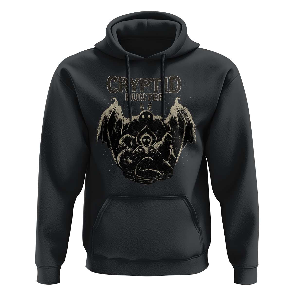 Retro Cryptid Hunter Hoodie Mothman Bigfoot Loch Ness Monster Cryptids - Wonder Print Shop