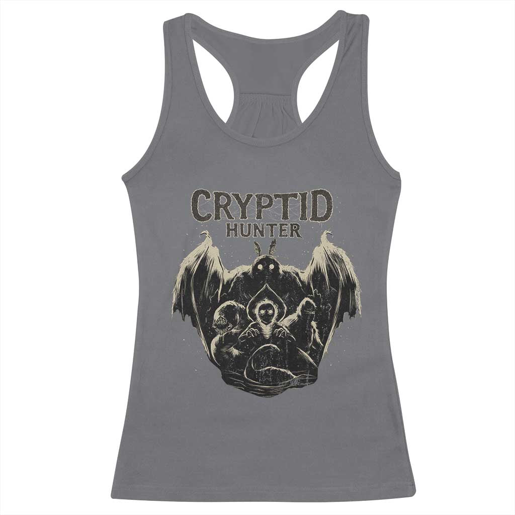 Retro Cryptid Hunter Racerback Tank Top Mothman Bigfoot Loch Ness Monster Cryptids - Wonder Print Shop