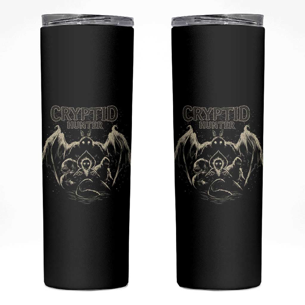 Retro Cryptid Hunter Skinny Tumbler Mothman Bigfoot Loch Ness Monster Cryptids - Wonder Print Shop