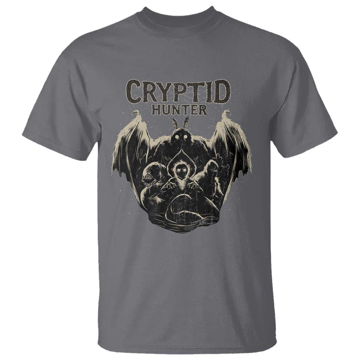 Retro Cryptid Hunter T Shirt Mothman Bigfoot Loch Ness Monster Cryptids - Wonder Print Shop