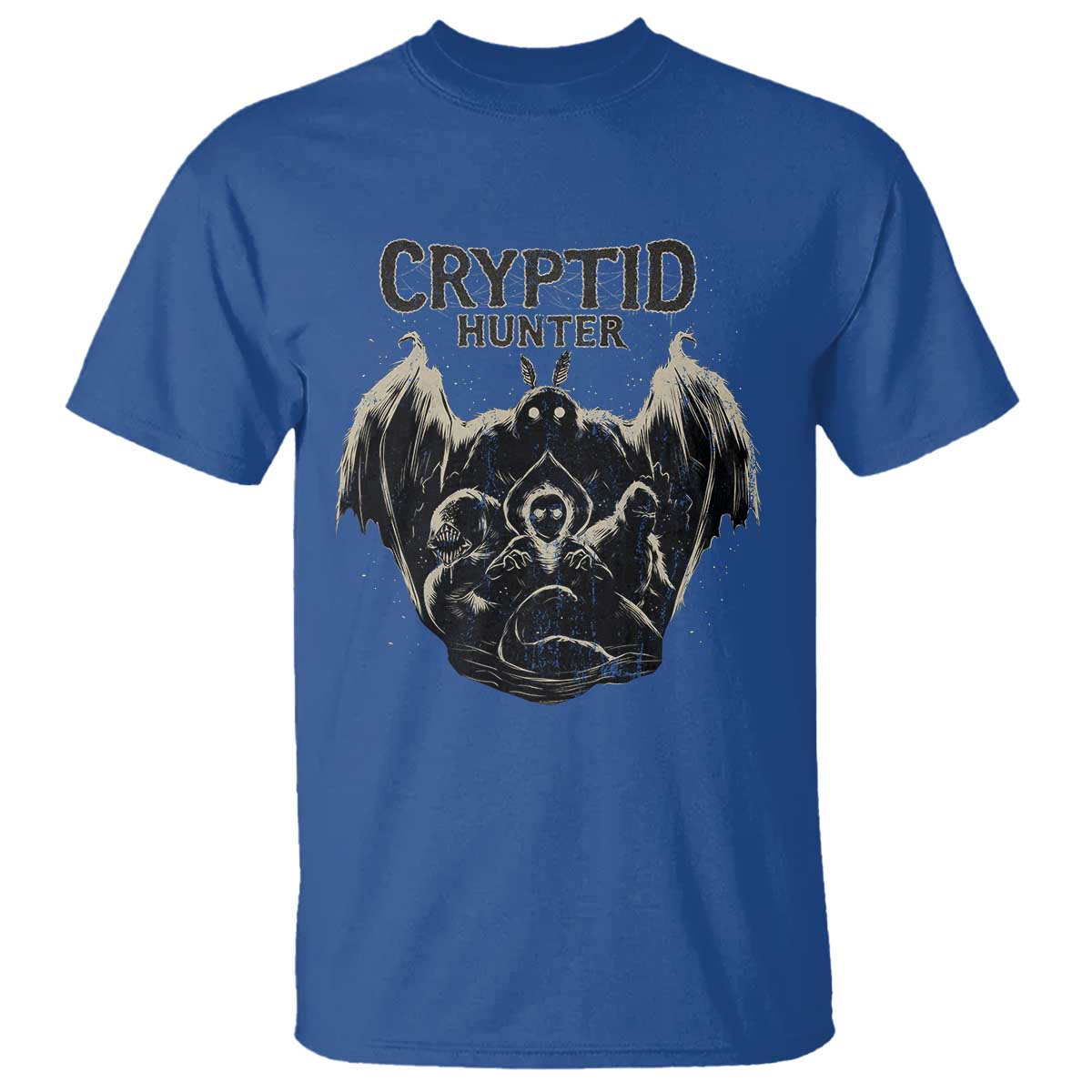 Retro Cryptid Hunter T Shirt Mothman Bigfoot Loch Ness Monster Cryptids - Wonder Print Shop