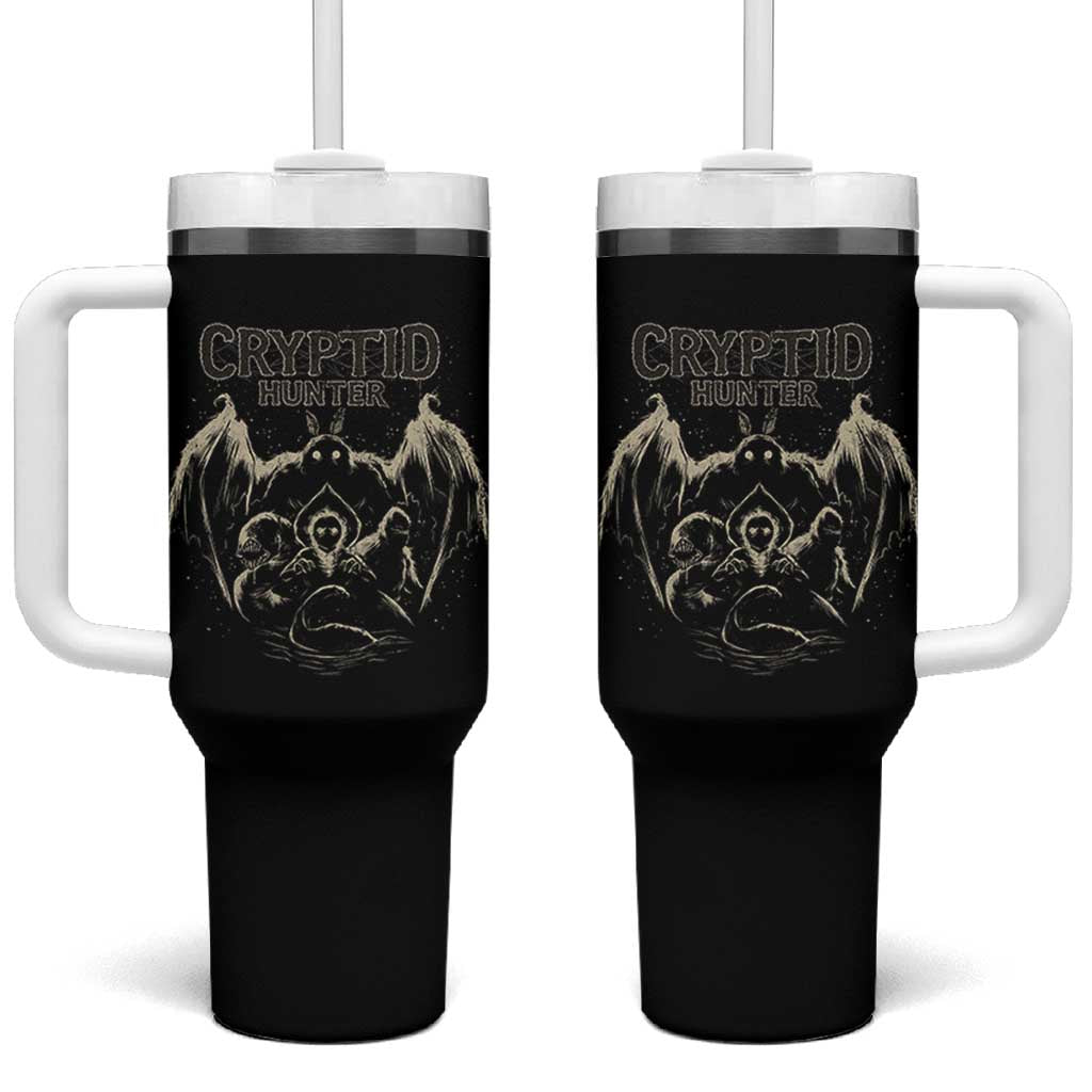 Retro Cryptid Hunter Tumbler With Handle Mothman Bigfoot Loch Ness Monster Cryptids - Wonder Print Shop