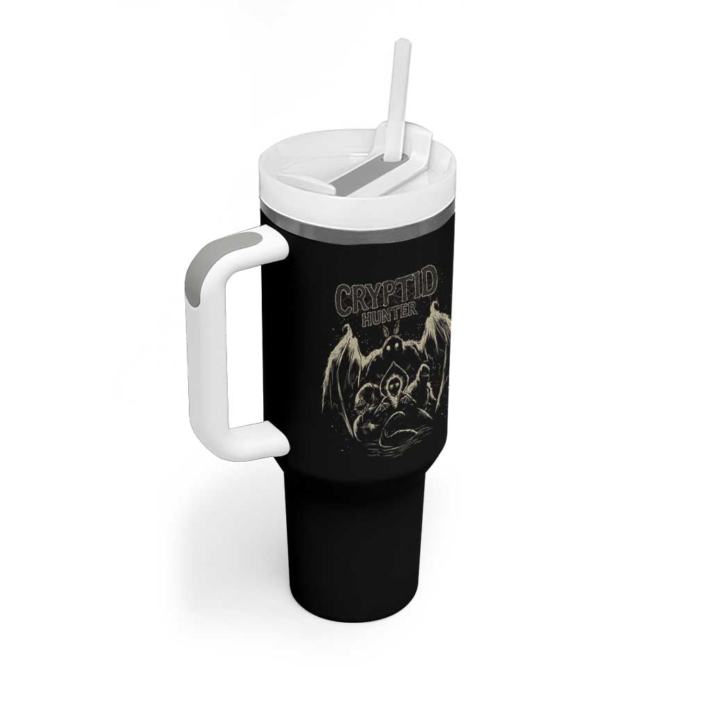 Retro Cryptid Hunter Tumbler With Handle Mothman Bigfoot Loch Ness Monster Cryptids - Wonder Print Shop