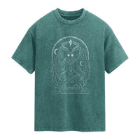 Mothman Washed Cotton T-Shirt Cryptid Paranormal Occult Horror Gothic Monster