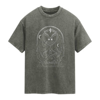 Mothman Washed Cotton T-Shirt Cryptid Paranormal Occult Horror Gothic Monster