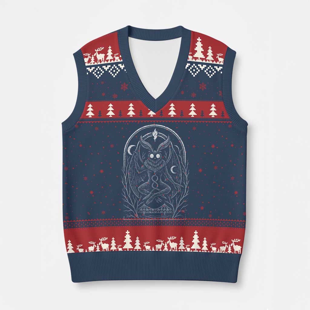 Mothman V-Neck Knit Sweater Vest Cryptid Paranormal Occult Horror Gothic Monster - Wonder Print Shop