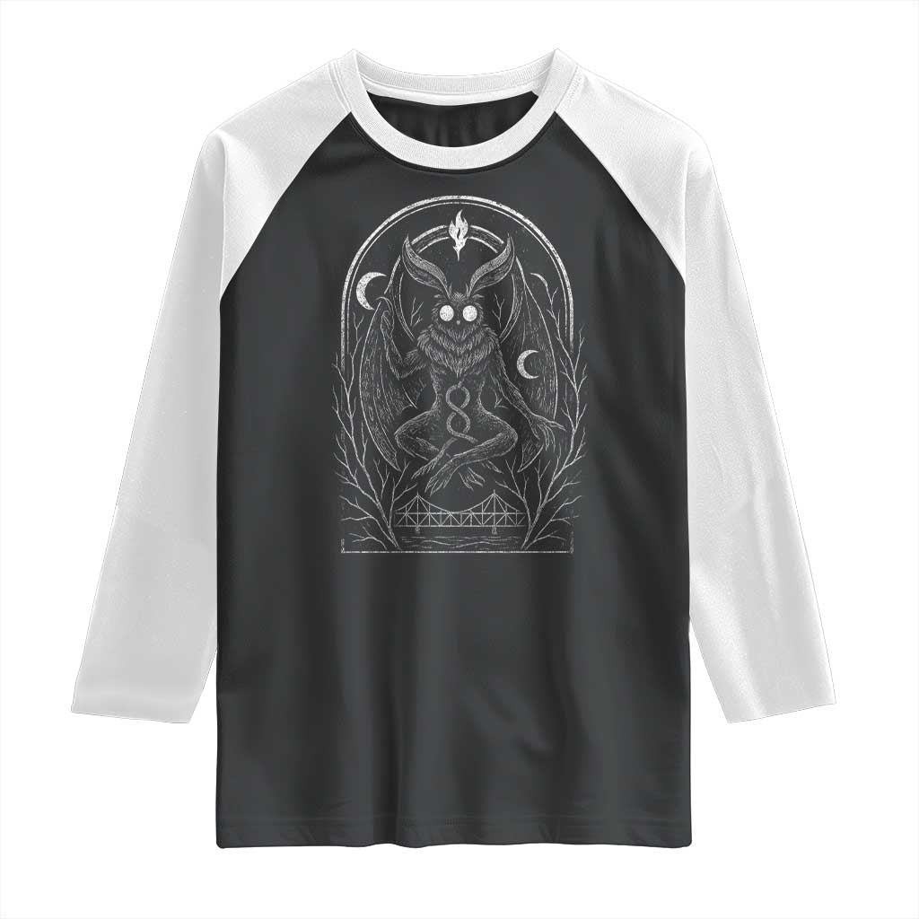 Mothman Raglan Shirt Cryptid Paranormal Occult Horror Gothic Monster - Wonder Print Shop
