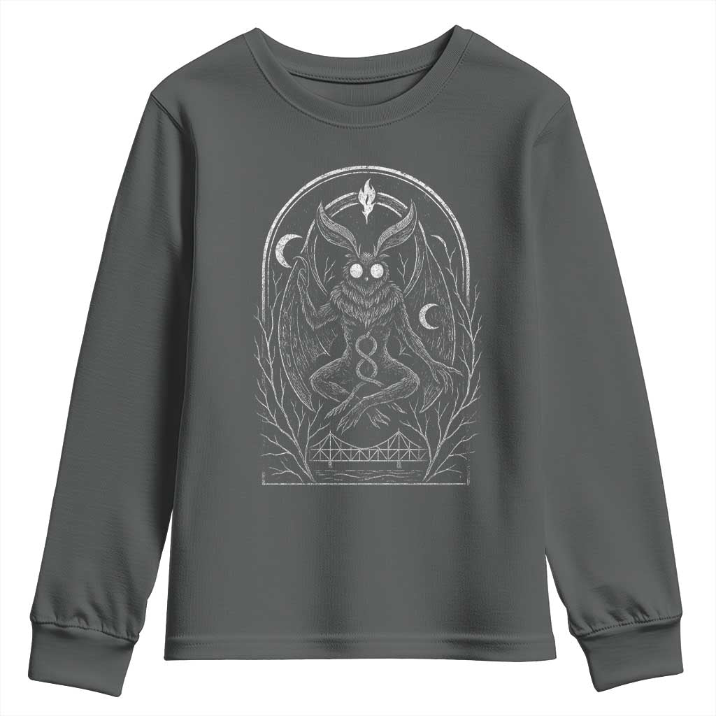 Mothman Youth Sweatshirt Cryptid Paranormal Occult Horror Gothic Monster - Wonder Print Shop