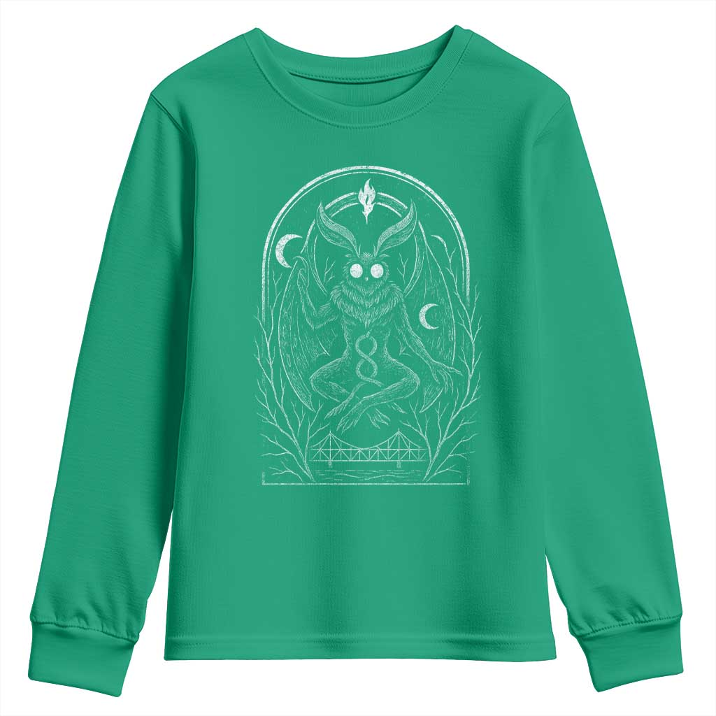 Mothman Youth Sweatshirt Cryptid Paranormal Occult Horror Gothic Monster - Wonder Print Shop