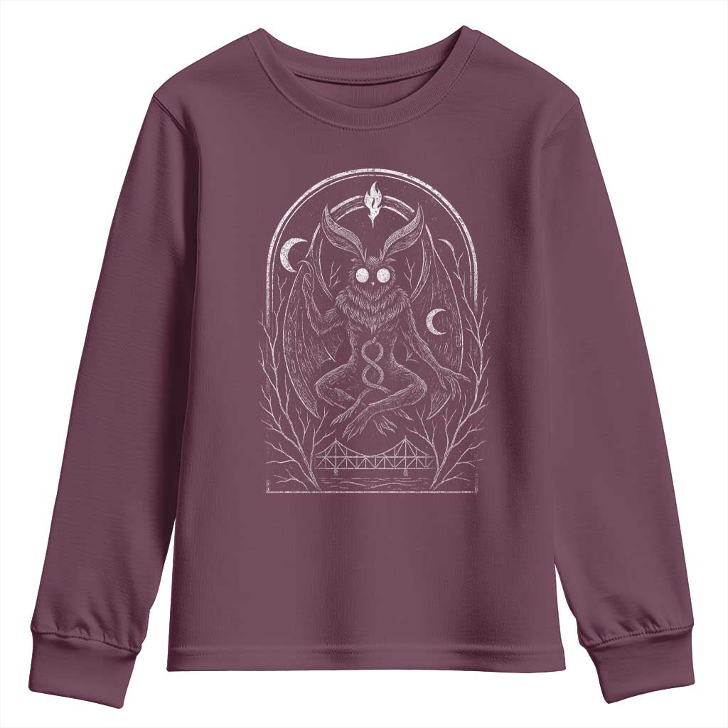 Mothman Youth Sweatshirt Cryptid Paranormal Occult Horror Gothic Monster - Wonder Print Shop